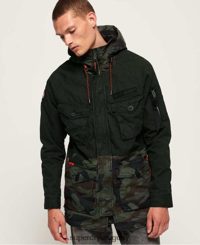 uy Superdry hombres chamarra parka elevada de pantera rookie verde DT2N8Z1199 ropa