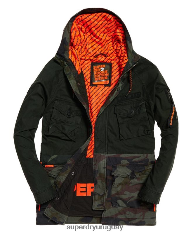 uy Superdry hombres chamarra parka elevada de pantera rookie verde DT2N8Z1199 ropa