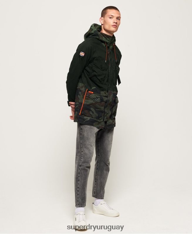 uy Superdry hombres chamarra parka elevada de pantera rookie verde DT2N8Z1199 ropa
