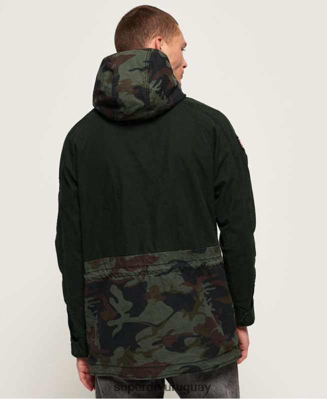 uy Superdry hombres chamarra parka elevada de pantera rookie verde DT2N8Z1199 ropa