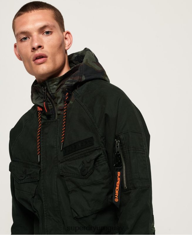 uy Superdry hombres chamarra parka elevada de pantera rookie verde DT2N8Z1199 ropa