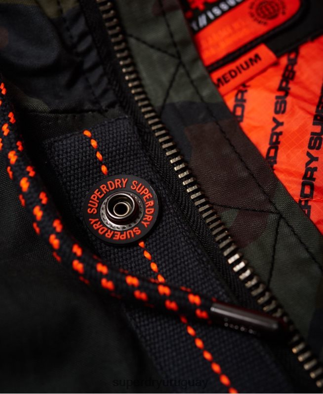 uy Superdry hombres chamarra parka elevada de pantera rookie verde DT2N8Z1199 ropa