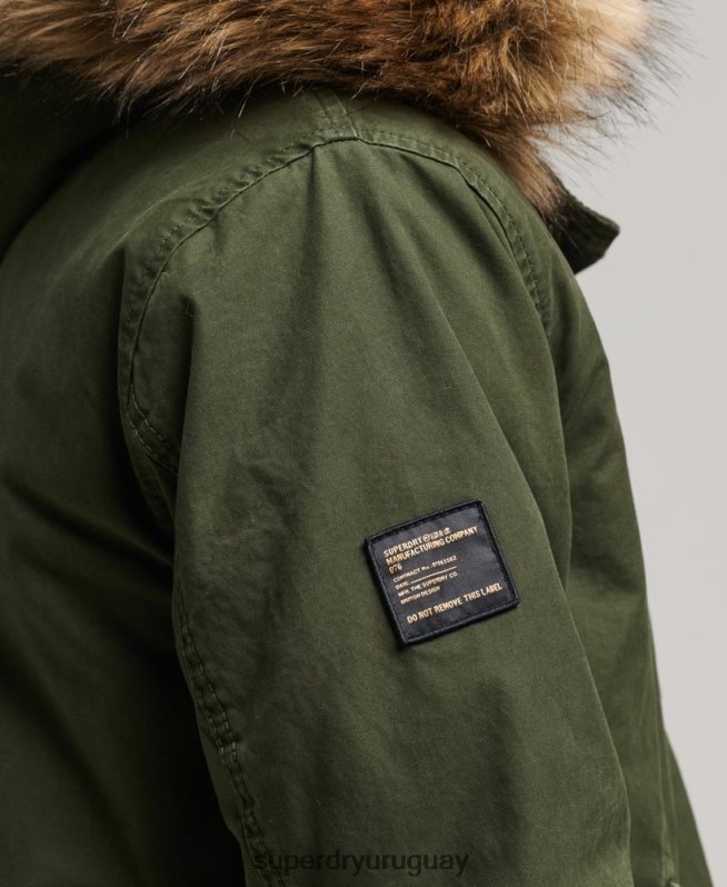 uy Superdry hombres chamarra parka militar de piel sintética verde DT2N8Z4457 ropa