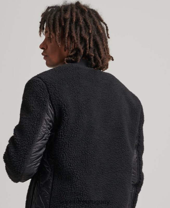 uy Superdry hombres chamarra sherpa con cremallera gris oscuro DT2N8Z4692 ropa