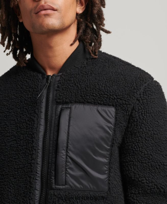 uy Superdry hombres chamarra sherpa con cremallera gris oscuro DT2N8Z4692 ropa