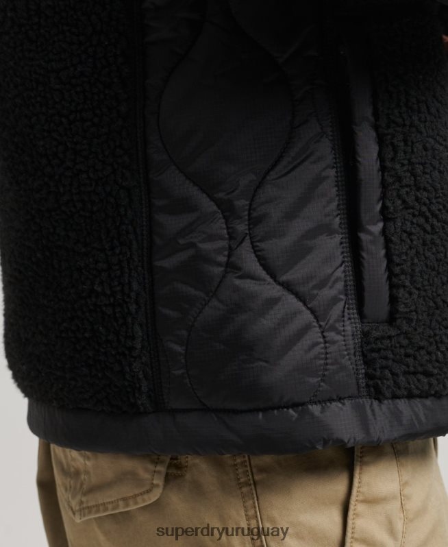 uy Superdry hombres chamarra sherpa con cremallera gris oscuro DT2N8Z4692 ropa