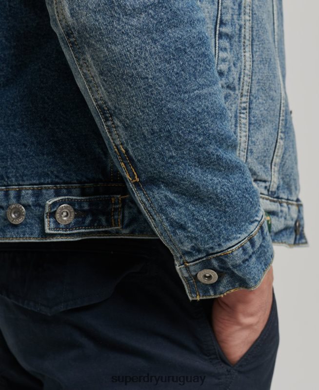 uy Superdry hombres chamarra sherpa de mezclilla azul DT2N8Z4437 ropa
