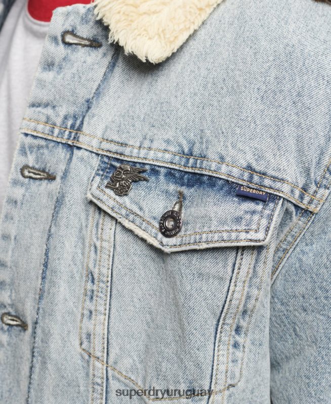 uy Superdry hombres chamarra sherpa de mezclilla azul DT2N8Z4442 ropa