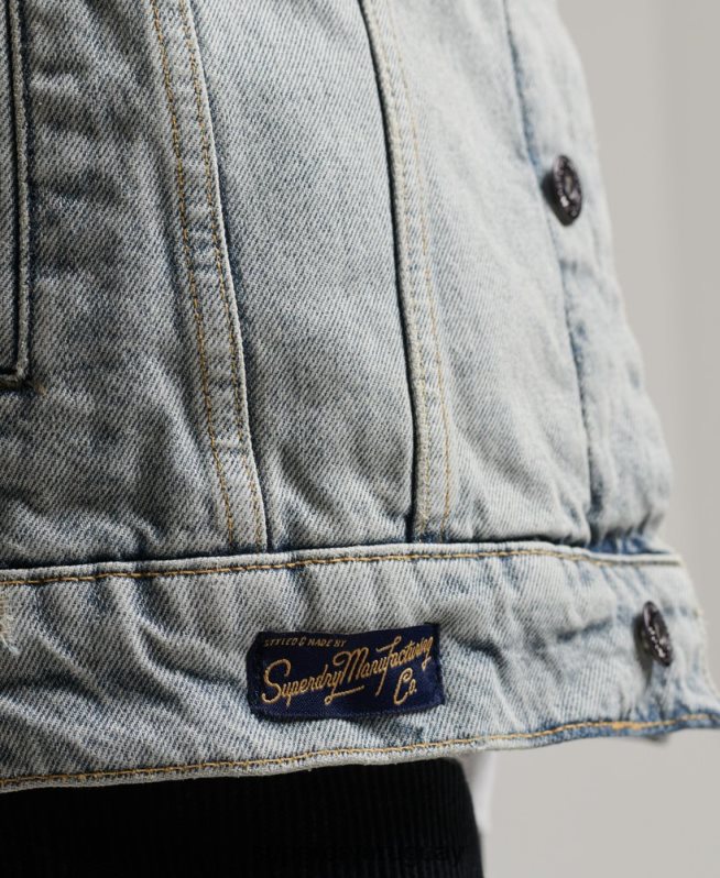 uy Superdry hombres chamarra sherpa de mezclilla azul DT2N8Z4442 ropa