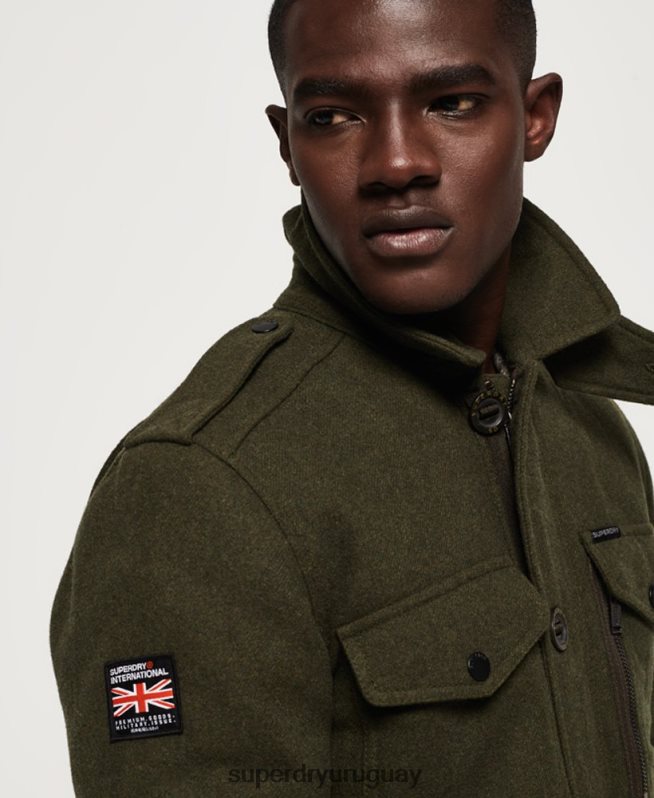 uy Superdry hombres chamarra tito de lana con cuatro bolsillos verde DT2N8Z1203 ropa