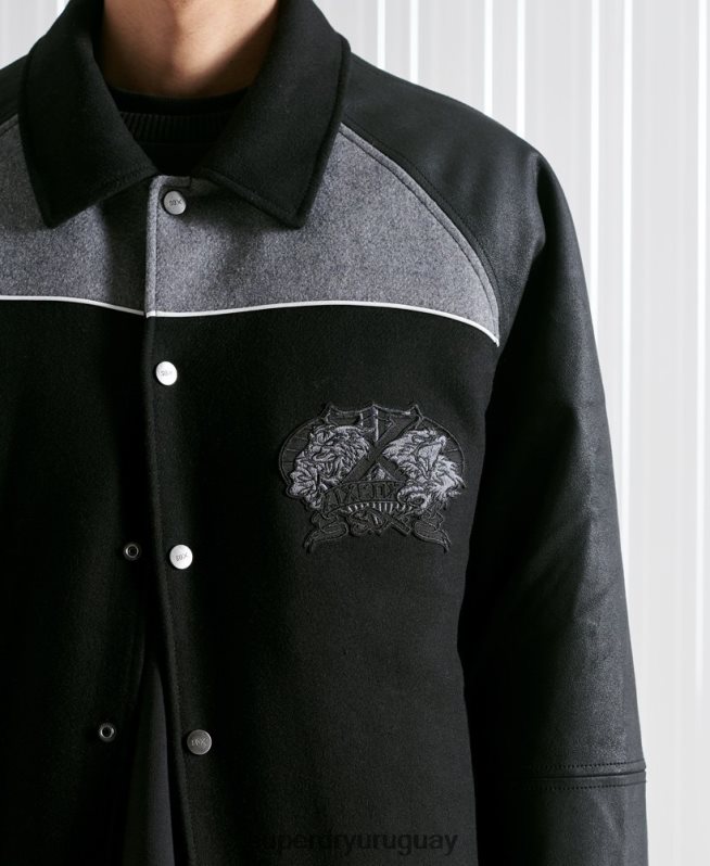 uy Superdry hombres chamarra universitaria deportiva sdx de edición limitada negro DT2N8Z4519 ropa