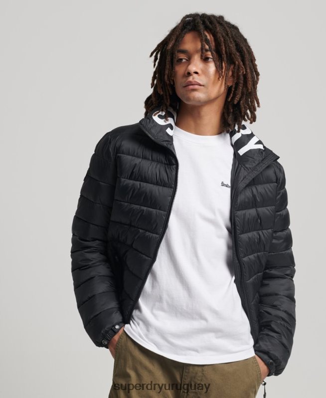uy Superdry hombres chaqueta acolchada con logo clásico negro DT2N8Z4633 ropa