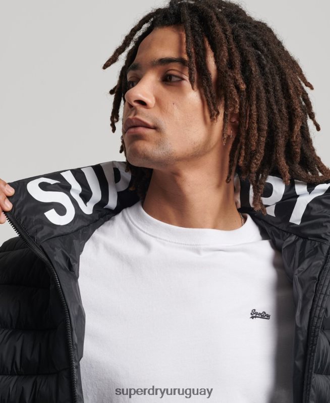 uy Superdry hombres chaqueta acolchada con logo clásico negro DT2N8Z4633 ropa