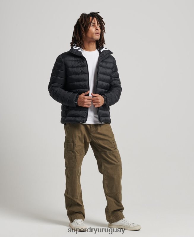 uy Superdry hombres chaqueta acolchada con logo clásico negro DT2N8Z4633 ropa