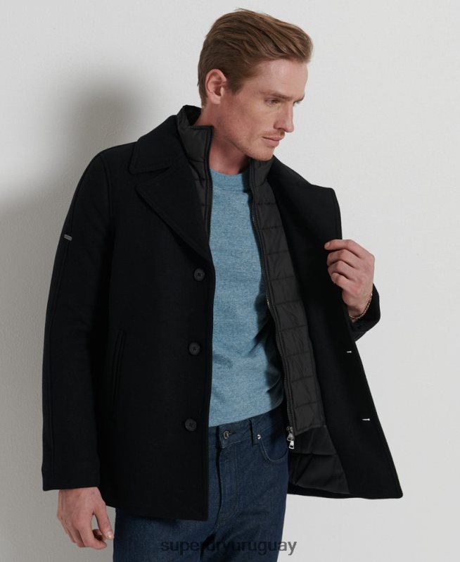 uy Superdry hombres chaqueta acolchada corta studios negro DT2N8Z1145 ropa