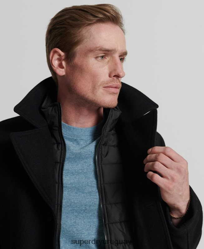 uy Superdry hombres chaqueta acolchada corta studios negro DT2N8Z1145 ropa