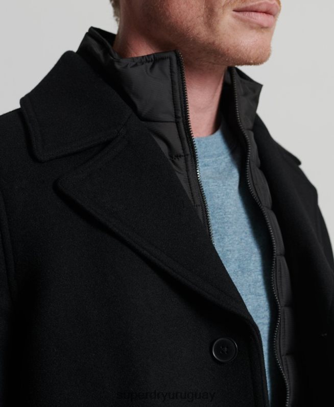 uy Superdry hombres chaqueta acolchada corta studios negro DT2N8Z1145 ropa
