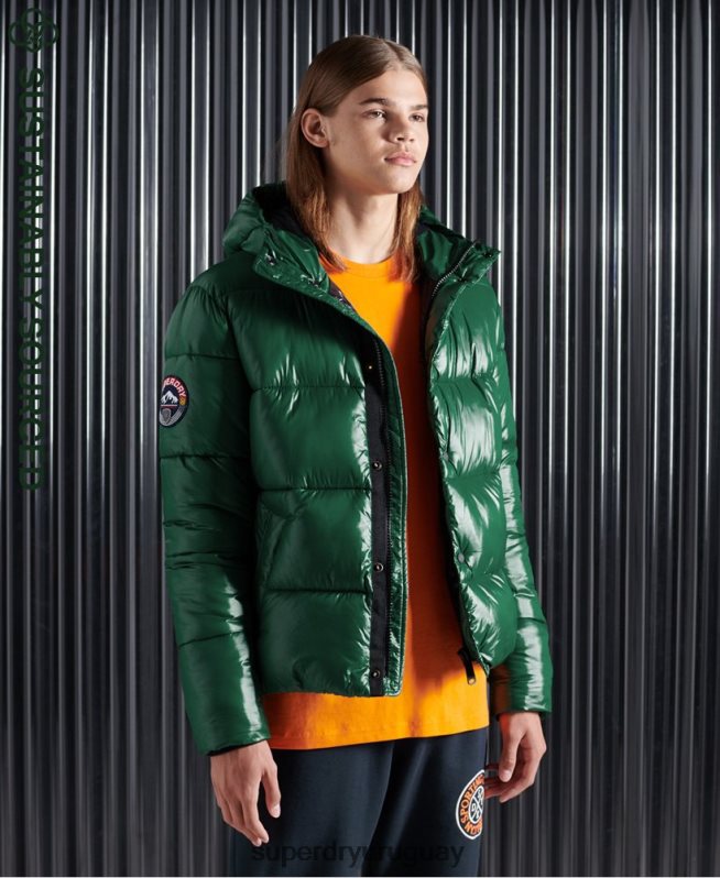 uy Superdry hombres chaqueta acolchada de alto brillo verde DT2N8Z1169 ropa