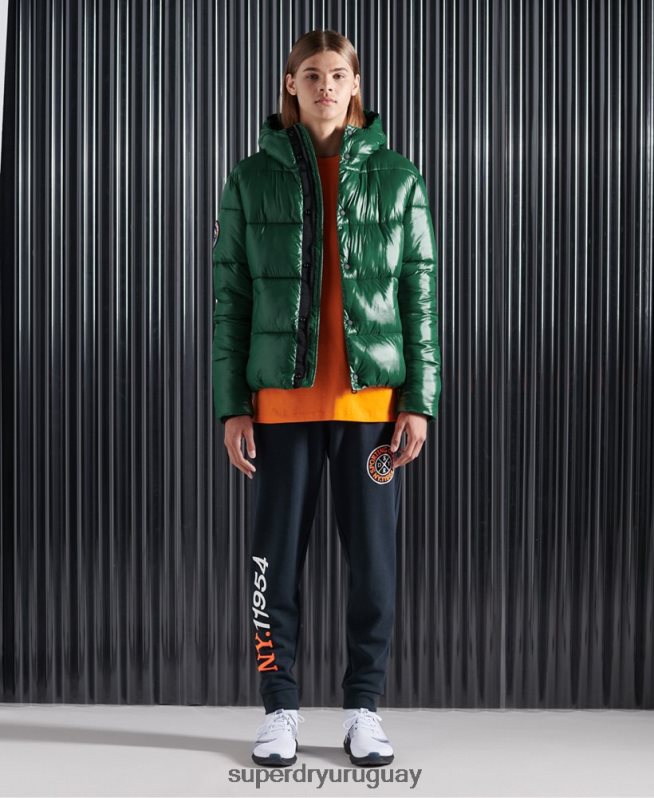 uy Superdry hombres chaqueta acolchada de alto brillo verde DT2N8Z1169 ropa