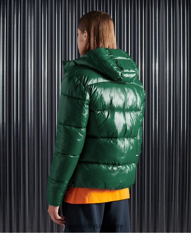uy Superdry hombres chaqueta acolchada de alto brillo verde DT2N8Z1169 ropa