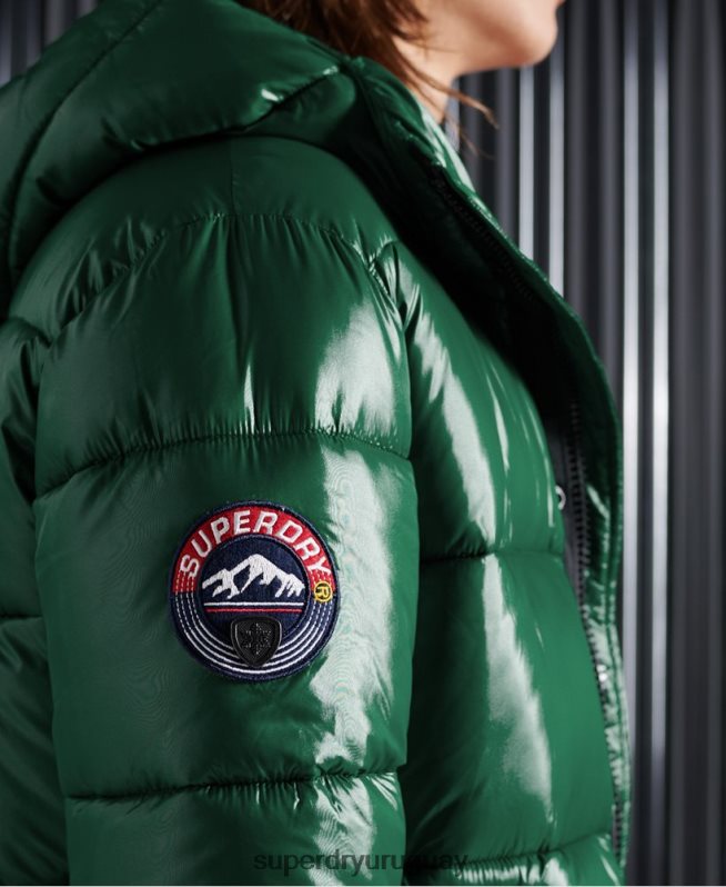 uy Superdry hombres chaqueta acolchada de alto brillo verde DT2N8Z1169 ropa