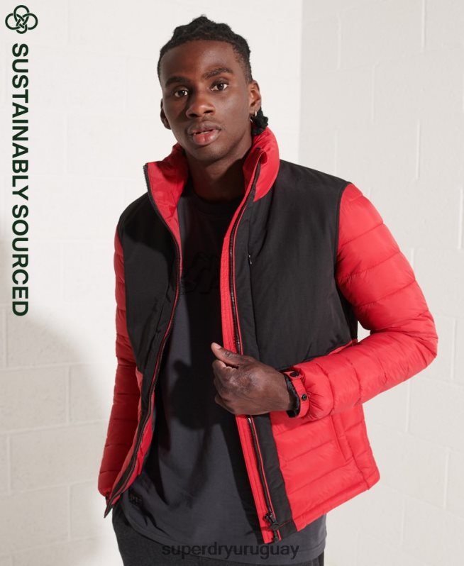 uy Superdry hombres chaqueta acolchada de expedición sin capucha rojo DT2N8Z4570 ropa