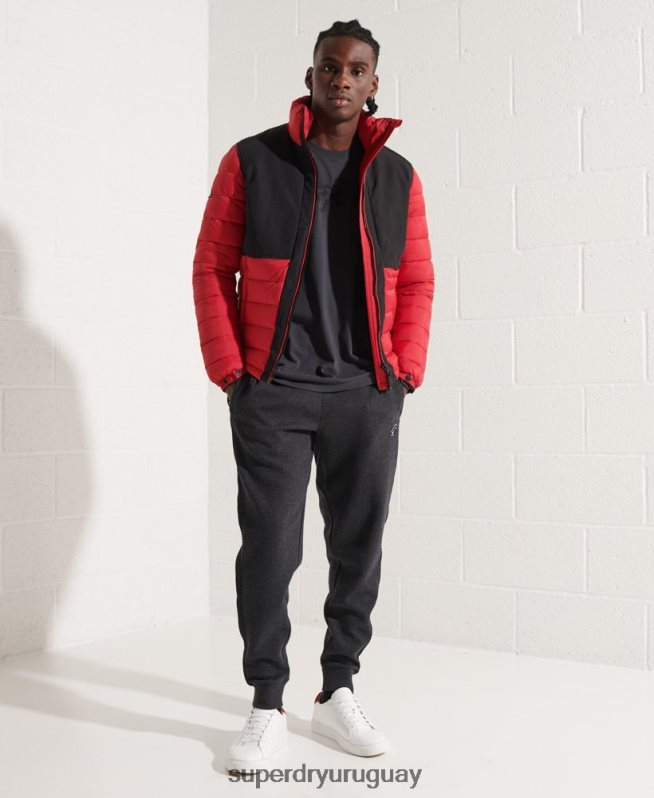 uy Superdry hombres chaqueta acolchada de expedición sin capucha rojo DT2N8Z4570 ropa