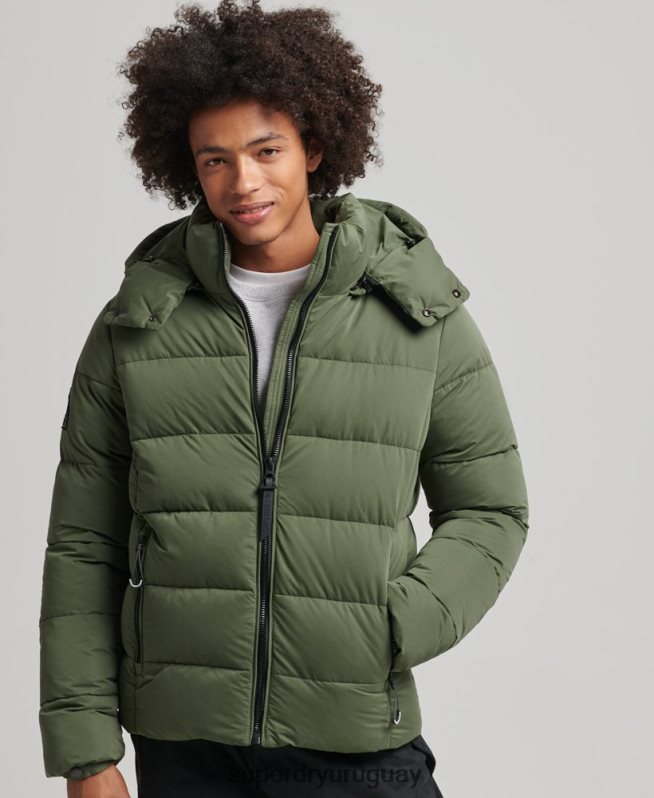 uy Superdry hombres chaqueta acolchada de montaña de microfibra caqui DT2N8Z1114 ropa