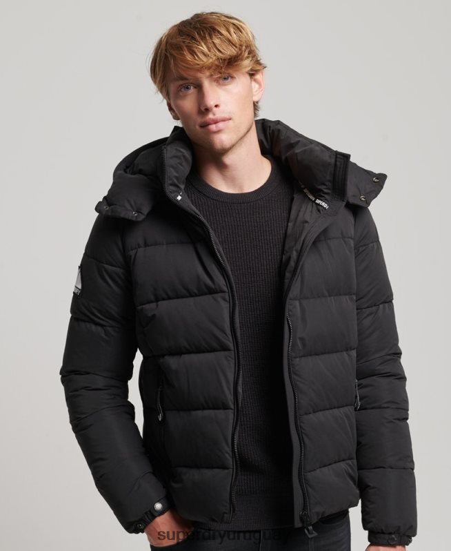 uy Superdry hombres chaqueta acolchada de montaña de microfibra negro DT2N8Z1143 ropa