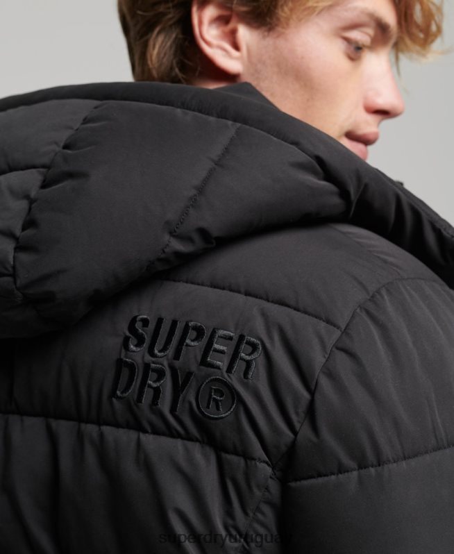 uy Superdry hombres chaqueta acolchada de montaña de microfibra negro DT2N8Z1143 ropa