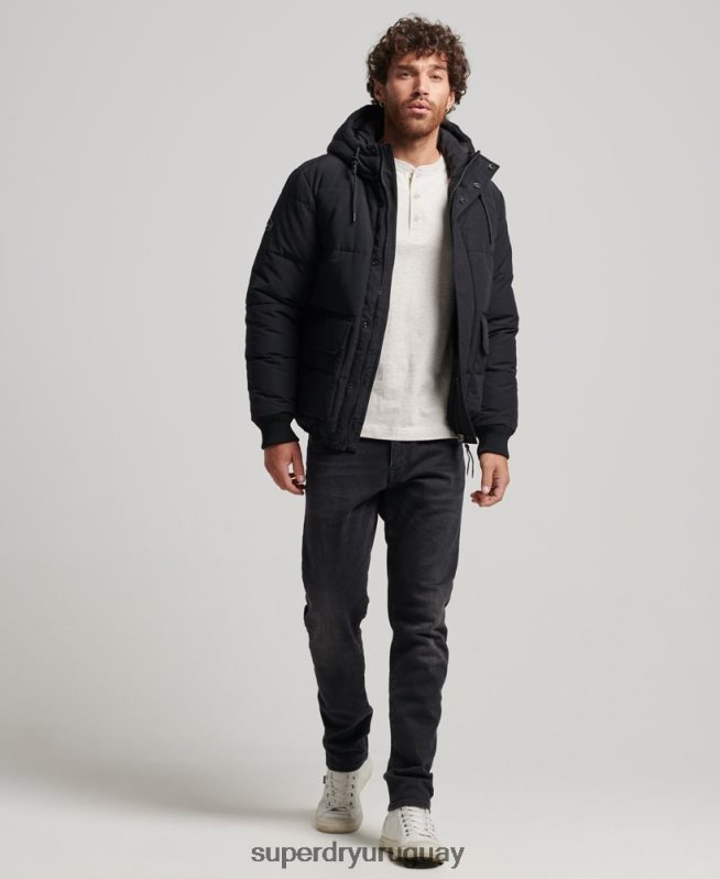 uy Superdry hombres chaqueta acolchada de montaña gris oscuro DT2N8Z4696 ropa