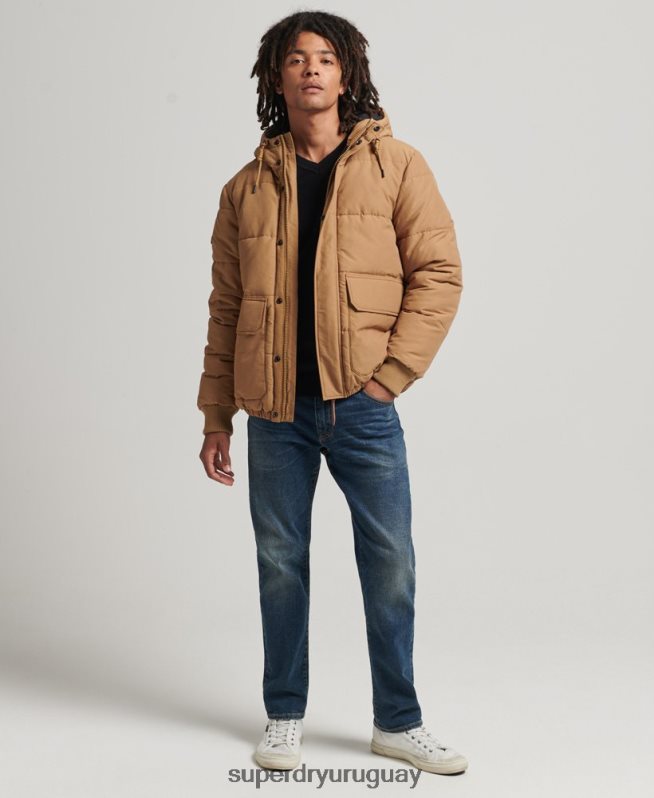 uy Superdry hombres chaqueta acolchada de montaña marrón DT2N8Z4467 ropa
