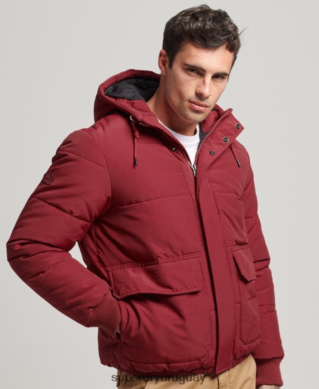 uy Superdry hombres chaqueta acolchada de montaña rojo DT2N8Z4496 ropa