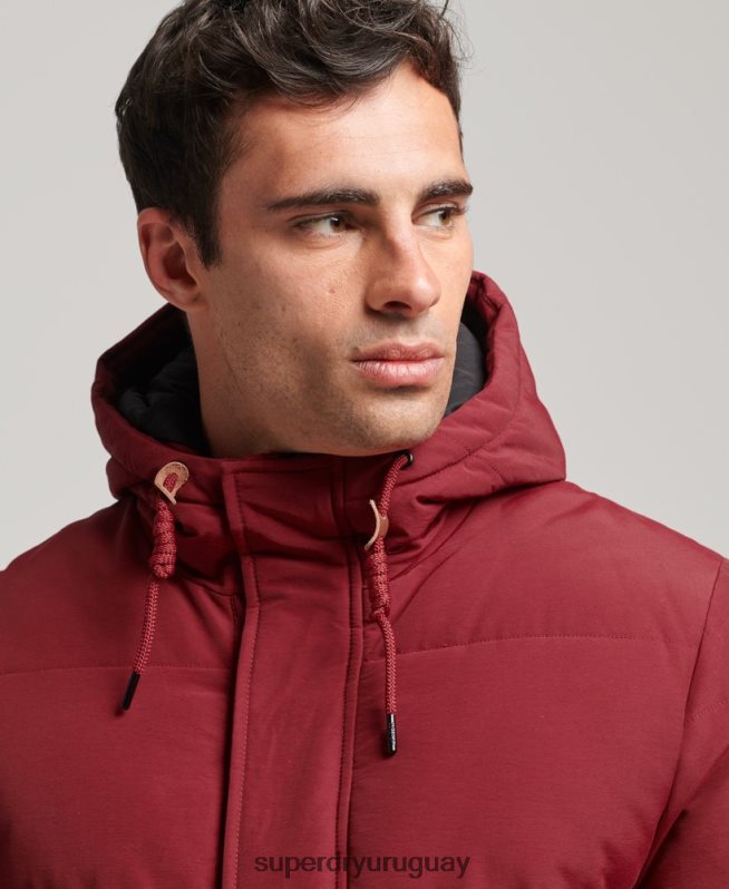 uy Superdry hombres chaqueta acolchada de montaña rojo DT2N8Z4496 ropa