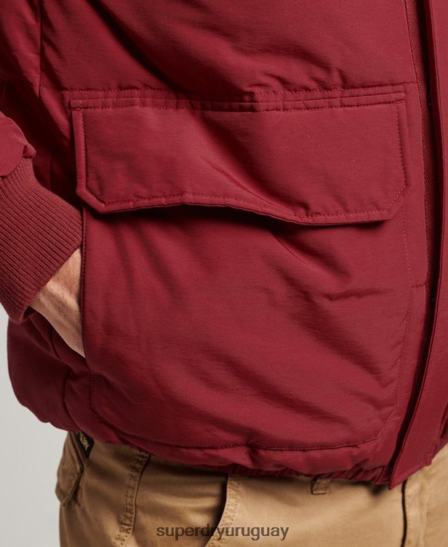 uy Superdry hombres chaqueta acolchada de montaña rojo DT2N8Z4496 ropa