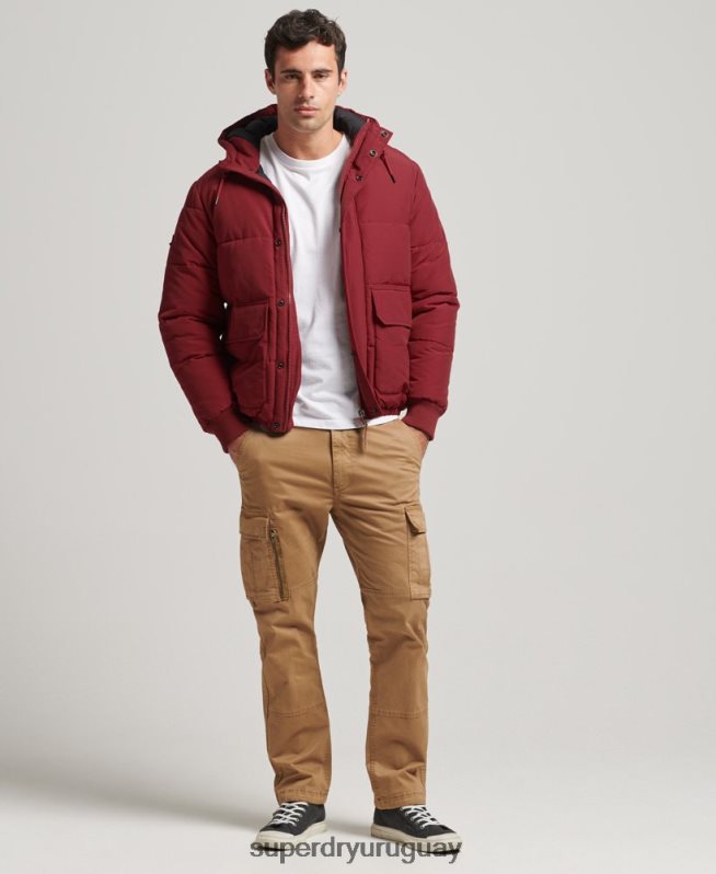 uy Superdry hombres chaqueta acolchada de montaña rojo DT2N8Z4496 ropa