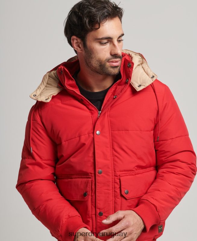 uy Superdry hombres chaqueta acolchada de montaña rojo DT2N8Z4685 ropa