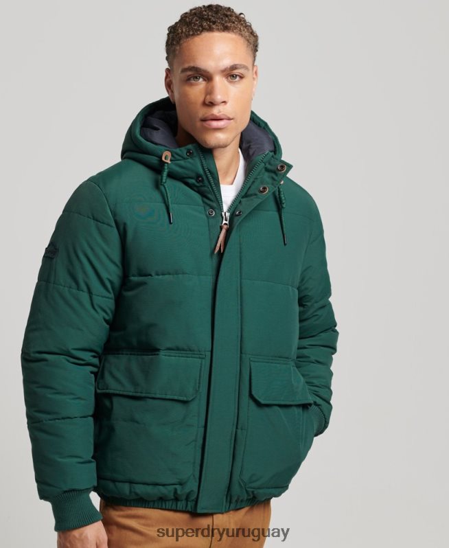 uy Superdry hombres chaqueta acolchada de montaña verde DT2N8Z4516 ropa