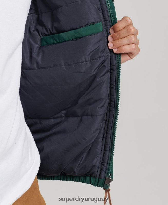 uy Superdry hombres chaqueta acolchada de montaña verde DT2N8Z4516 ropa