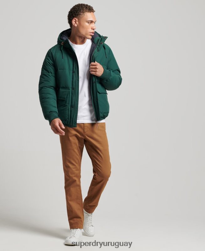 uy Superdry hombres chaqueta acolchada de montaña verde DT2N8Z4516 ropa