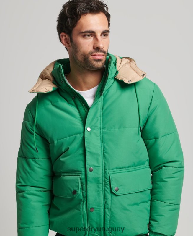uy Superdry hombres chaqueta acolchada de montaña verde DT2N8Z4750 ropa
