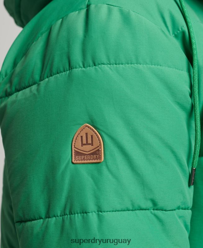 uy Superdry hombres chaqueta acolchada de montaña verde DT2N8Z4750 ropa