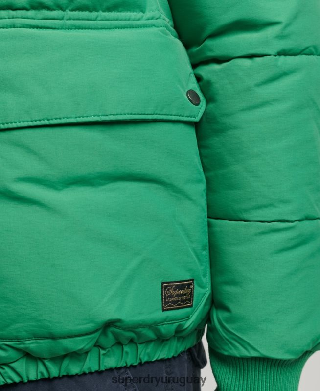uy Superdry hombres chaqueta acolchada de montaña verde DT2N8Z4750 ropa