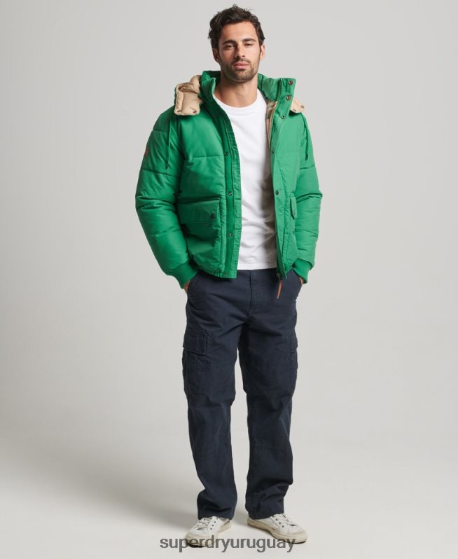 uy Superdry hombres chaqueta acolchada de montaña verde DT2N8Z4750 ropa
