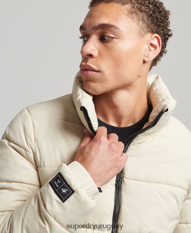 uy Superdry hombres chaqueta acolchada deportiva sin capucha beige DT2N8Z996 ropa