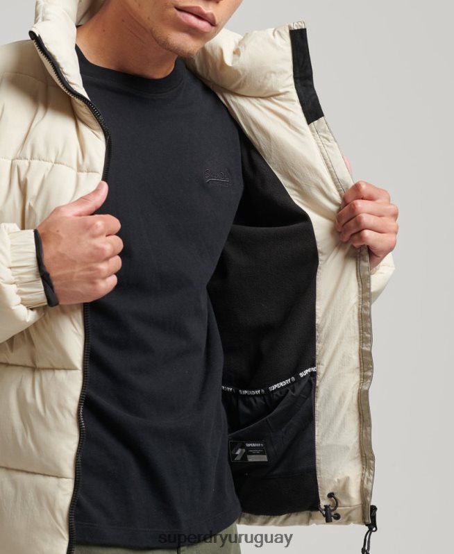 uy Superdry hombres chaqueta acolchada deportiva sin capucha beige DT2N8Z996 ropa