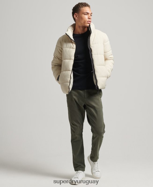 uy Superdry hombres chaqueta acolchada deportiva sin capucha beige DT2N8Z996 ropa