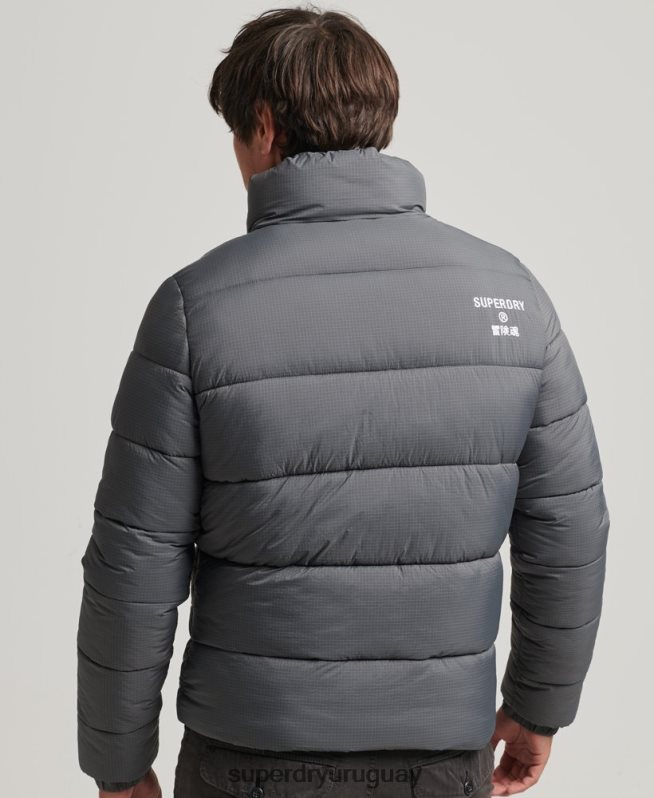 uy Superdry hombres chaqueta acolchada deportiva sin capucha gris DT2N8Z1022 ropa