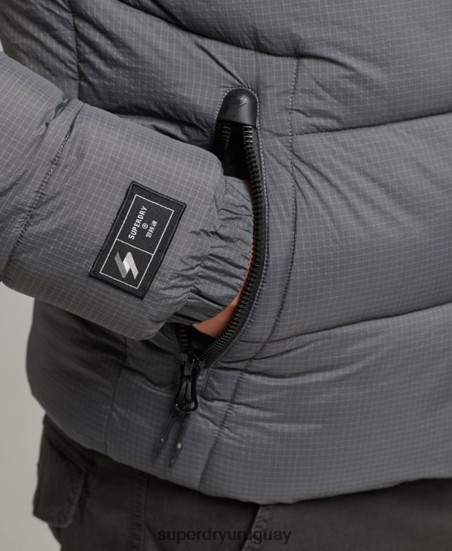 uy Superdry hombres chaqueta acolchada deportiva sin capucha gris DT2N8Z1022 ropa
