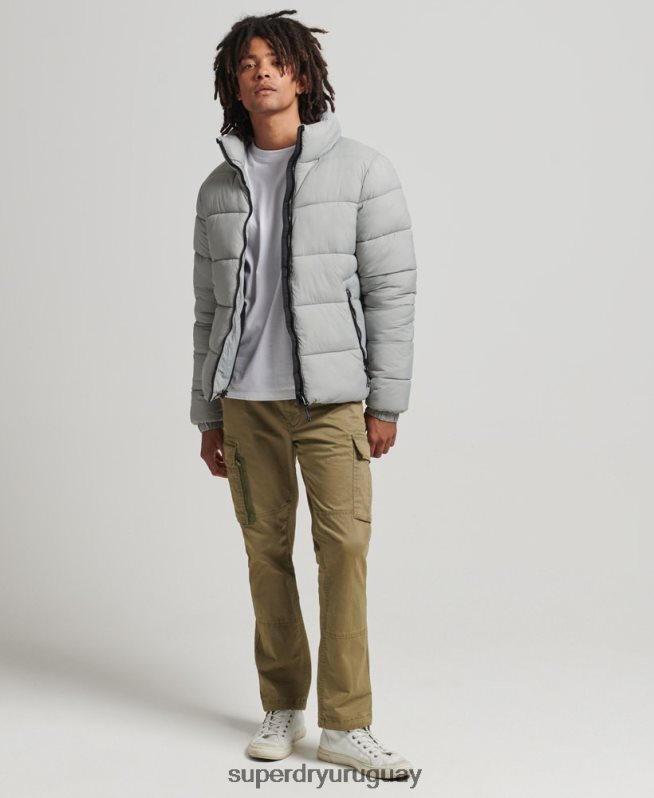 uy Superdry hombres chaqueta acolchada deportiva sin capucha gris claro DT2N8Z1059 ropa